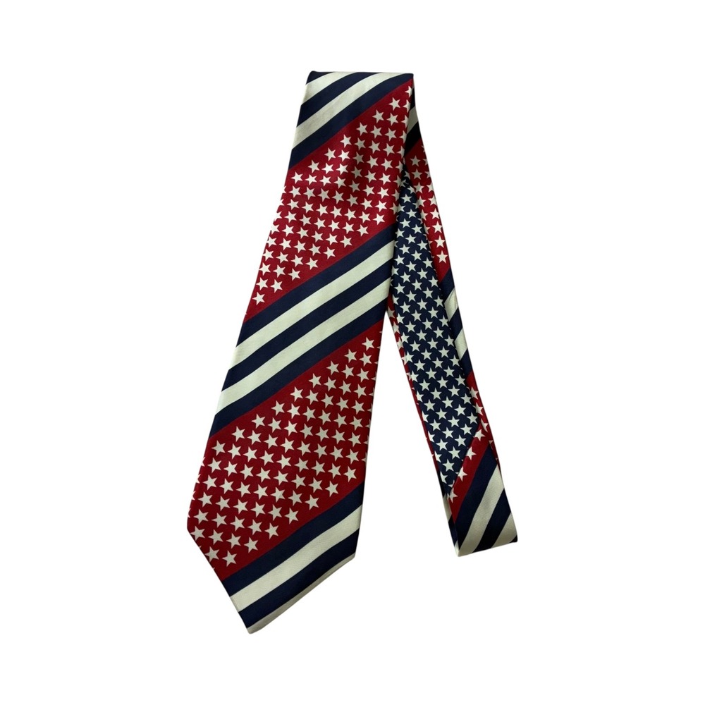 Tommy Hilfiger Men's Necktie Silk Red White Blue Stars &‎ Stripes USA 57"